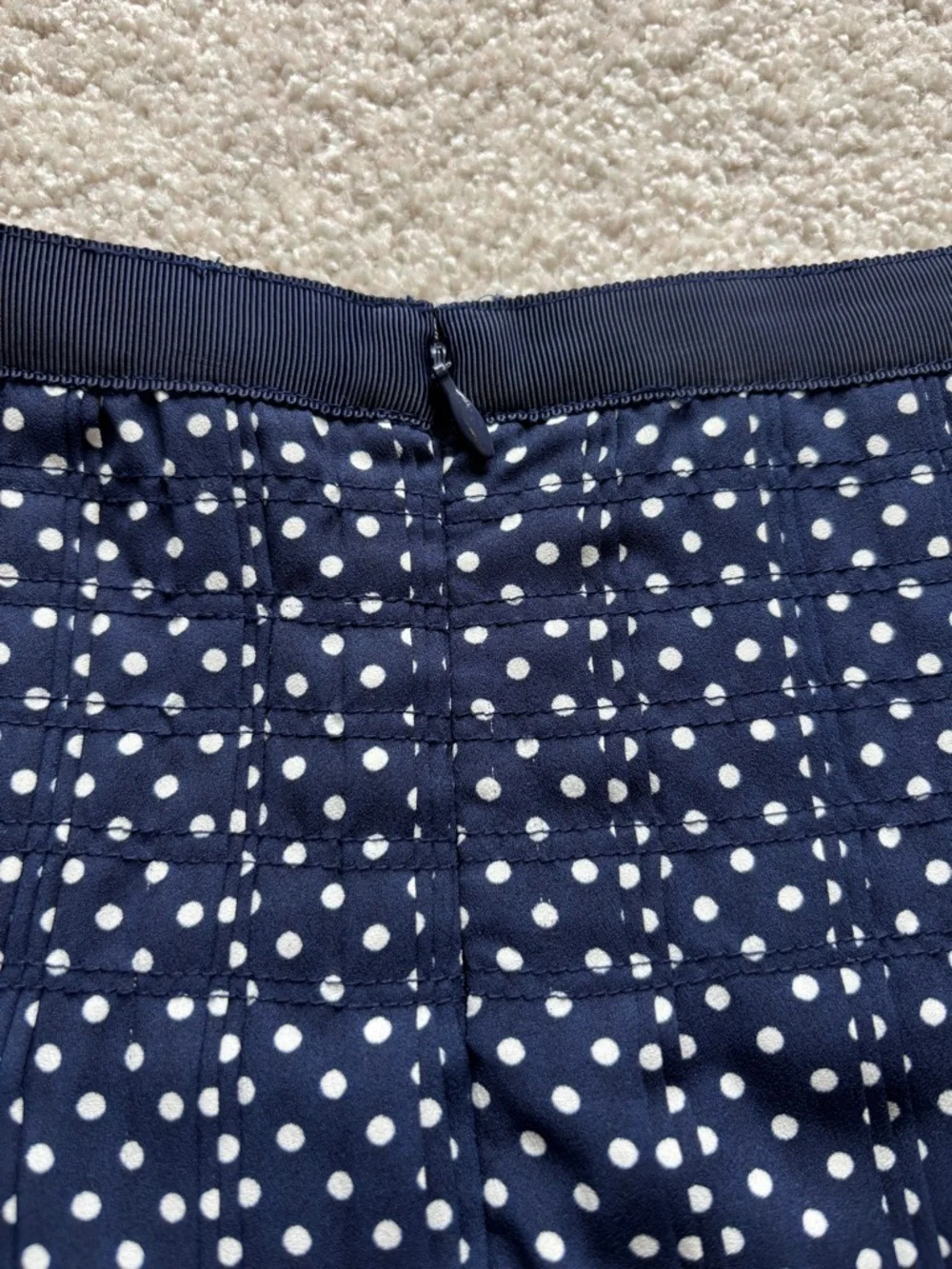 J. Crew Navy and White Polka Dot Skater Skirt